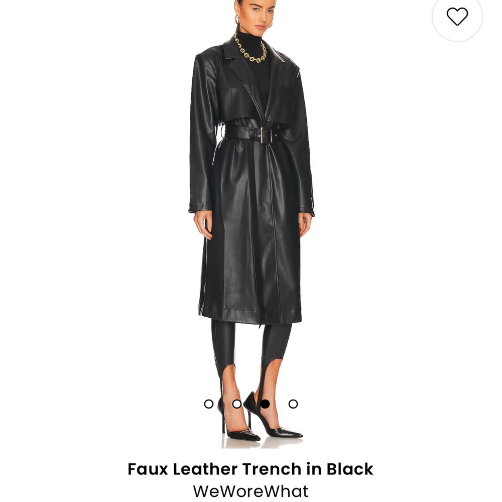 WeWoreWhat Leather Trench Coat in Black